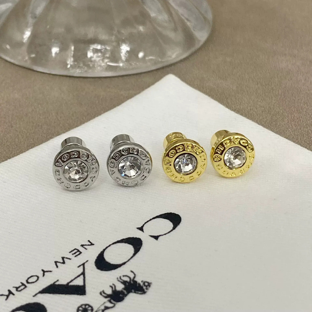 Coach Cool Round CZ Stud Earrings Silver
